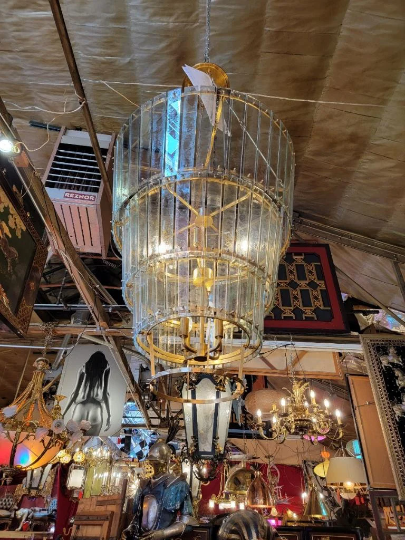 Cadence Waterfall Antique Brass 12 Lamp Chandelier