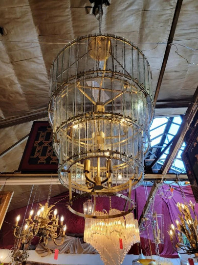 Cadence Waterfall Antique Brass 12 Lamp Chandelier