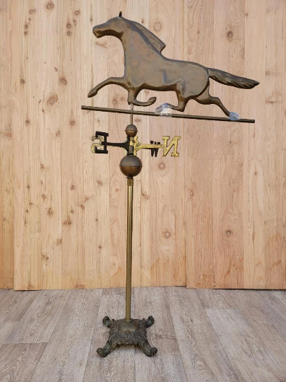 Antique Bronze Horse Weathervane Stand