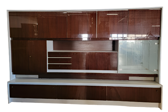Mid Century Modern German Lacquered Storage and Display Wall Unit