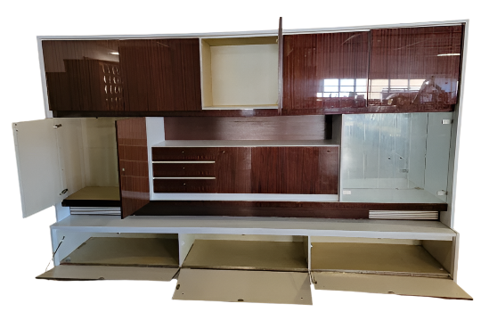 Mid Century Modern German Lacquered Storage and Display Wall Unit