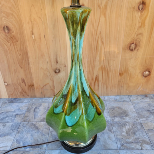 Vintage Retro Green Table Lamp - Pair