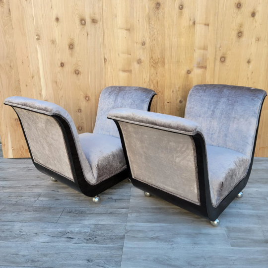 Art Deco Guglielmo Ulrich Style Scuptural Scroll Arm Seat Benches Newly Reupholstered - Pair