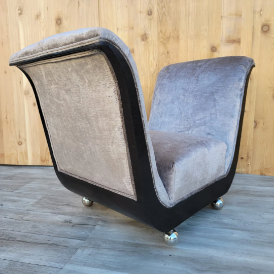 Art Deco Guglielmo Ulrich Style Scuptural Scroll Arm Seat Benches Newly Reupholstered - Pair