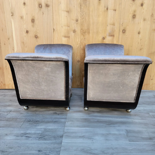 Art Deco Guglielmo Ulrich Style Scuptural Scroll Arm Seat Benches Newly Reupholstered - Pair