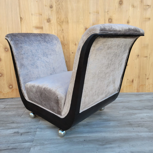 Art Deco Guglielmo Ulrich Style Scuptural Scroll Arm Seat Benches Newly Reupholstered - Pair