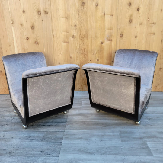 Art Deco Guglielmo Ulrich Style Scuptural Scroll Arm Seat Benches Newly Reupholstered - Pair