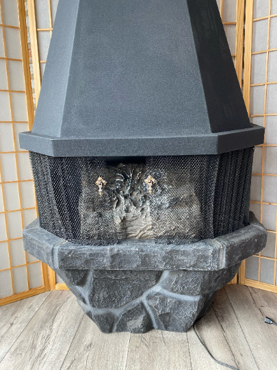Vintage Mid Century Modern Sears Roebuck Electric Fireplace Space Heater in Crinkle Black