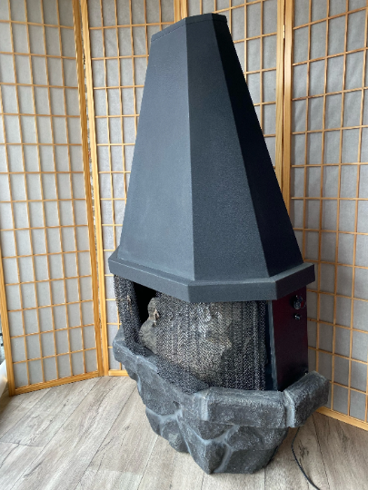 Vintage Mid Century Modern Sears Roebuck Electric Fireplace Space Heater in Crinkle Black