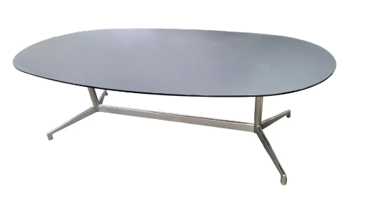 Mid Century Modern Eames Black Glass and Chrome Table