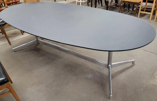 Mid Century Modern Eames Black Glass and Chrome Table