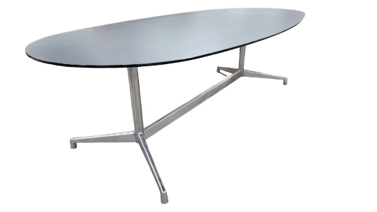 Mid Century Modern Eames Black Glass and Chrome Table