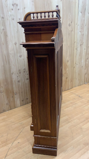 Antique Victorian Eastlake Walnut Bookcase Display Case