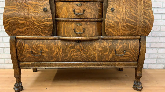 Antique Empire Antique Quarter Sawn Oak Buffet Cabinet with Mirror