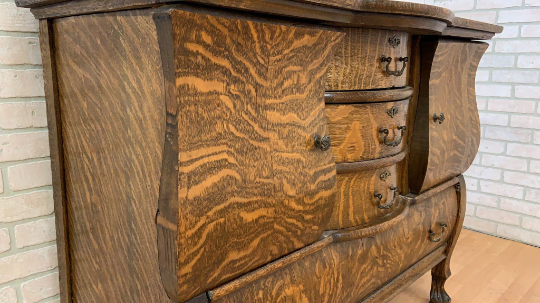 Antique Empire Antique Quarter Sawn Oak Buffet Cabinet with Mirror