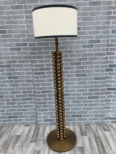 Modern Brass Textured Tower Floor Lamp with Shade