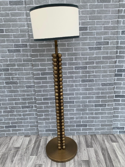 Modern Brass Textured Tower Floor Lamp with Shade