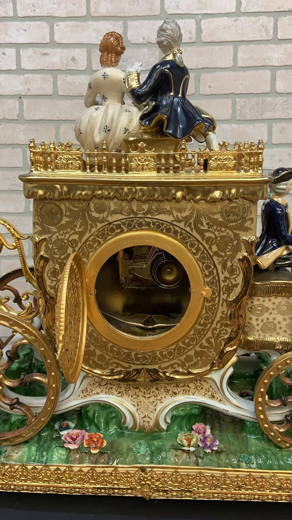 Antique Franz Hermle Monumental Capodimonte Style Vienna Porcelain Sculpted Mantel Clock/Centerpiece
