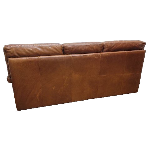 Vintage Italian Distressed Cognac Leather Sofa