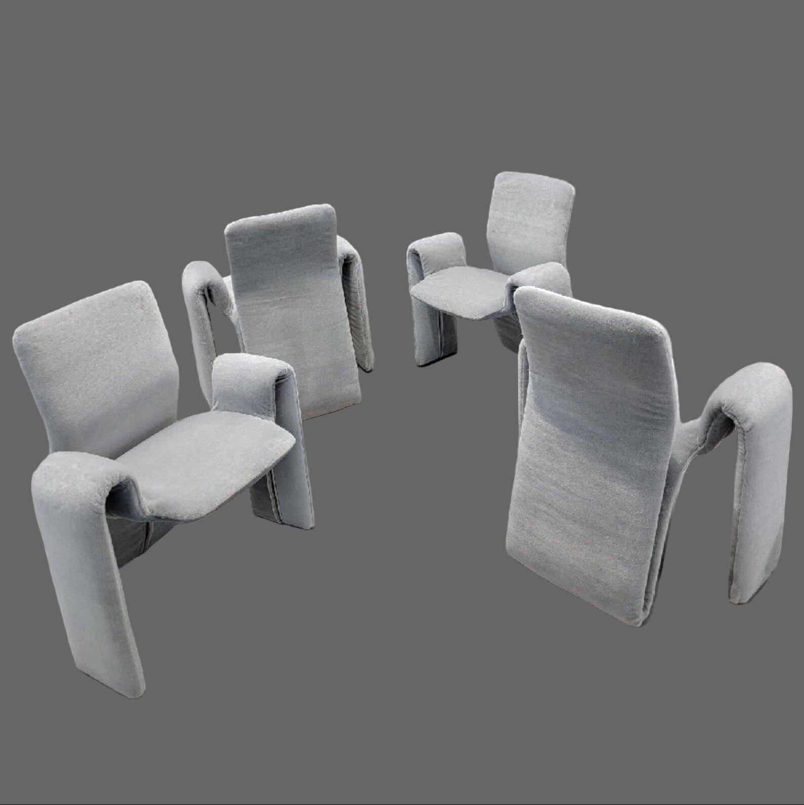 Postmodern Steve Leonard for Brayton International Chairs Newly Reupholstered in Baby Blue Mohair - Set of 4