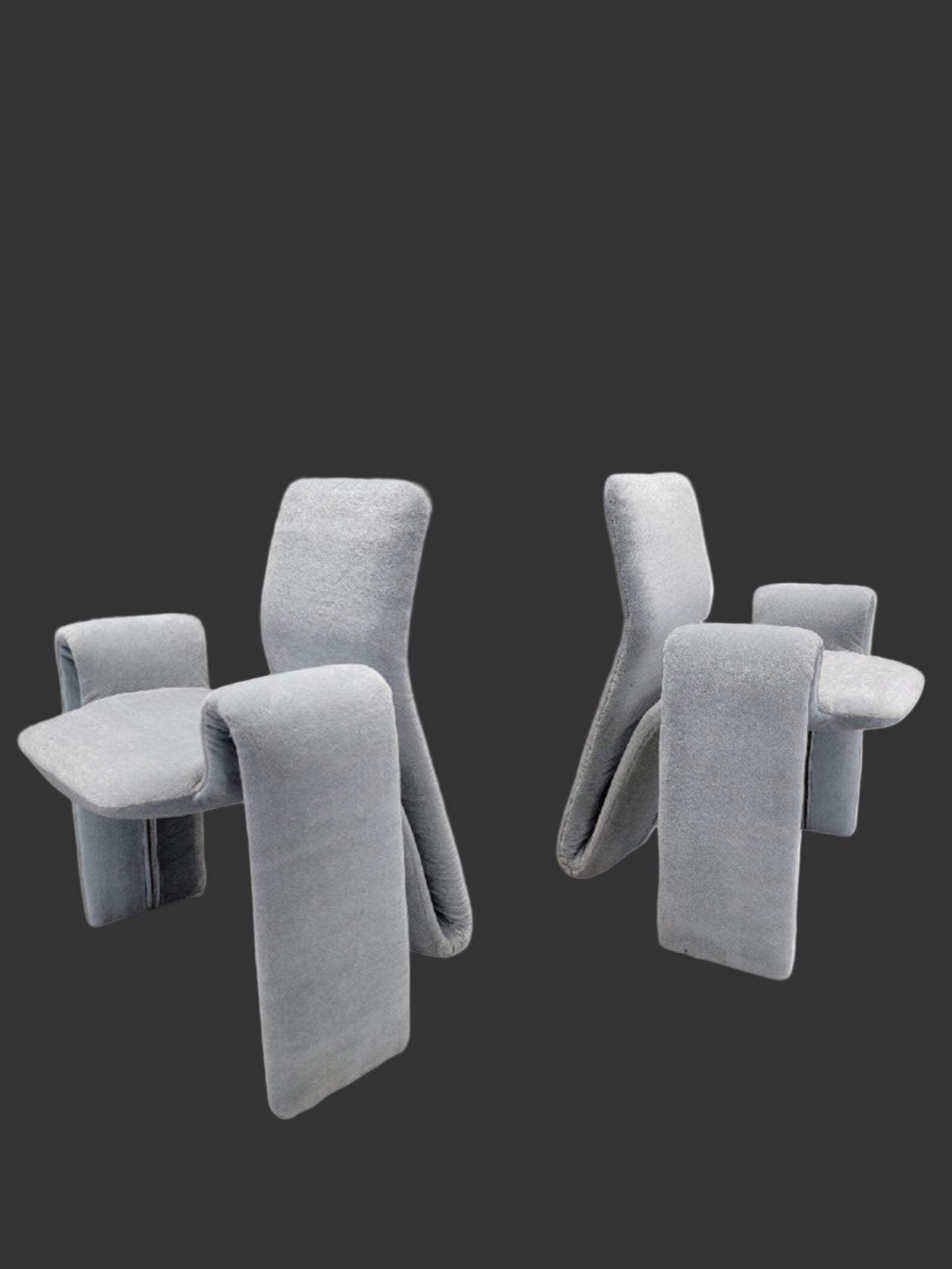Postmodern Steve Leonard for Brayton International Chairs Newly Reupholstered in Baby Blue Mohair - Set of 4