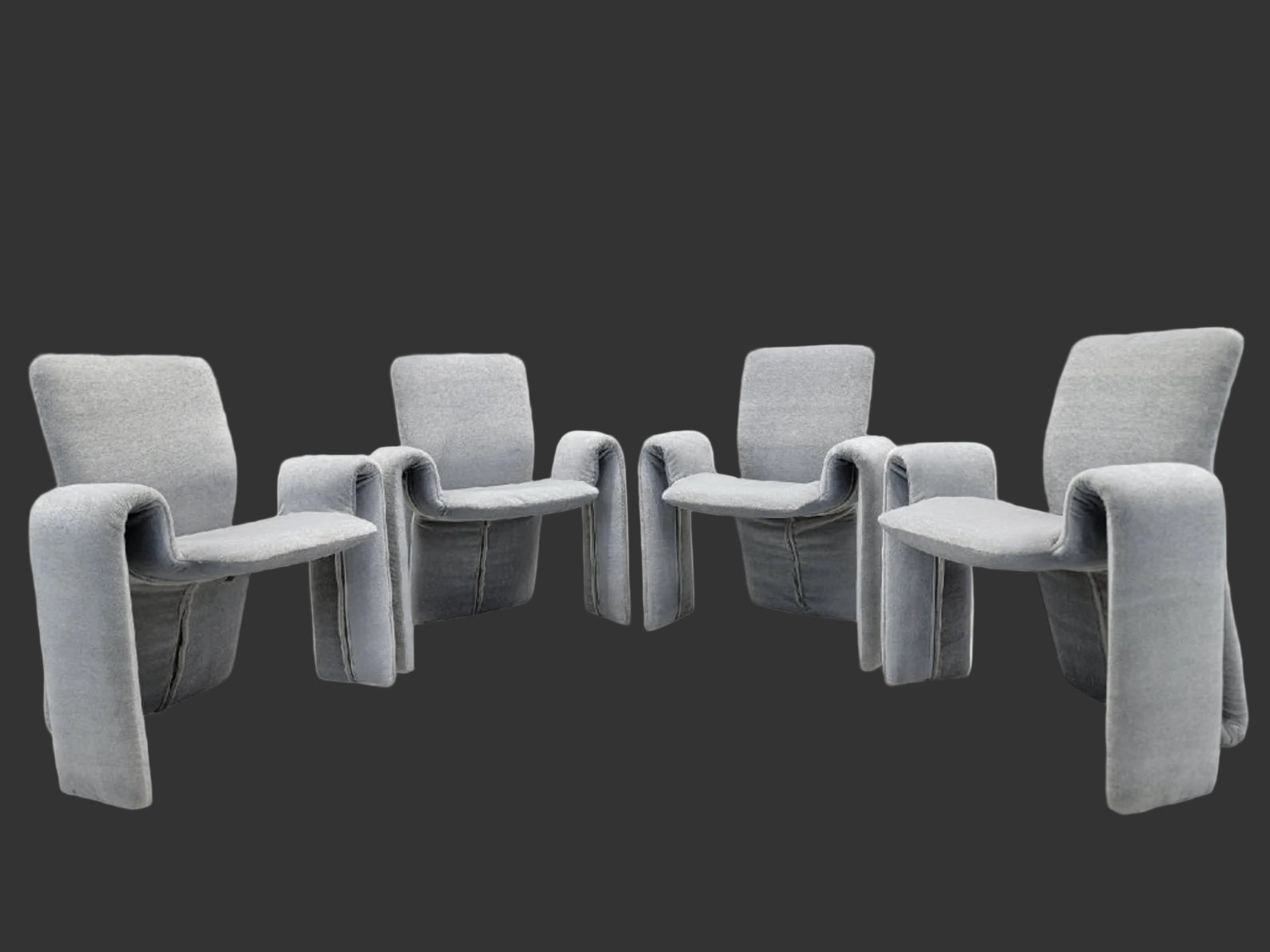 Postmodern Steve Leonard for Brayton International Chairs Newly Reupholstered in Baby Blue Mohair - Set of 4