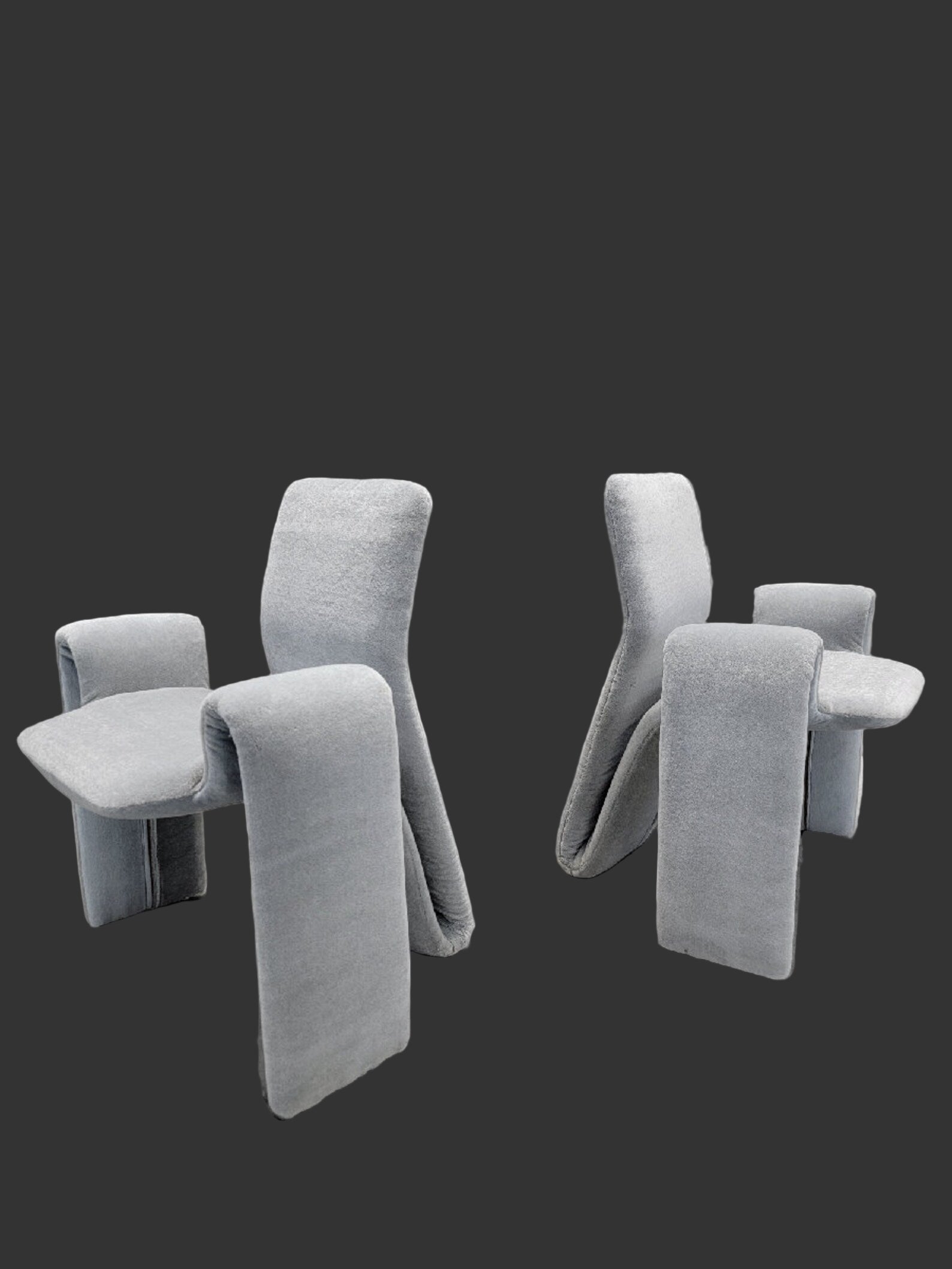 Postmodern Steve Leonard for Brayton International Chairs Newly Reupholstered in Baby Blue Mohair - Set of 4