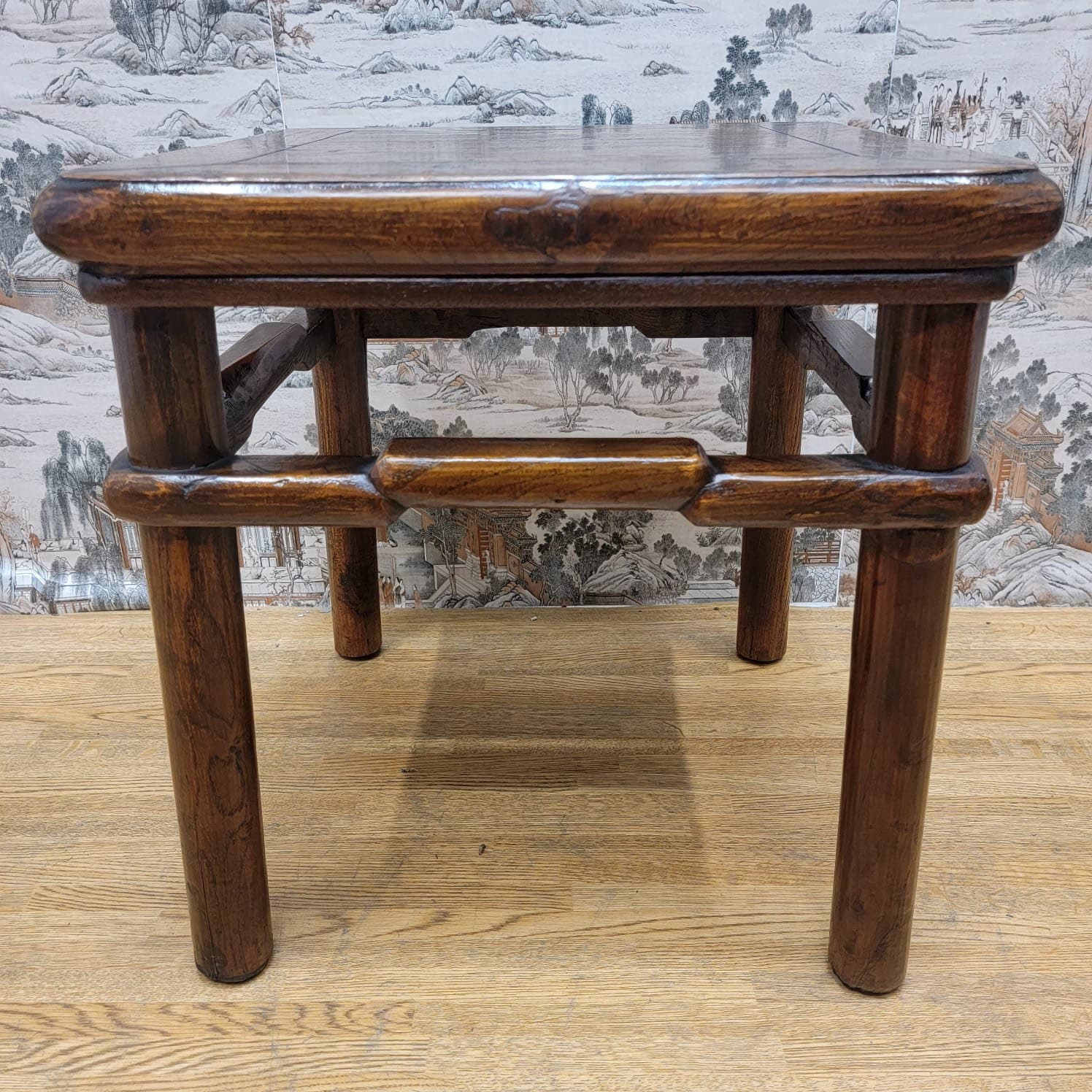 Antique Shanxi Province Geometric Frieze Elm Side Table