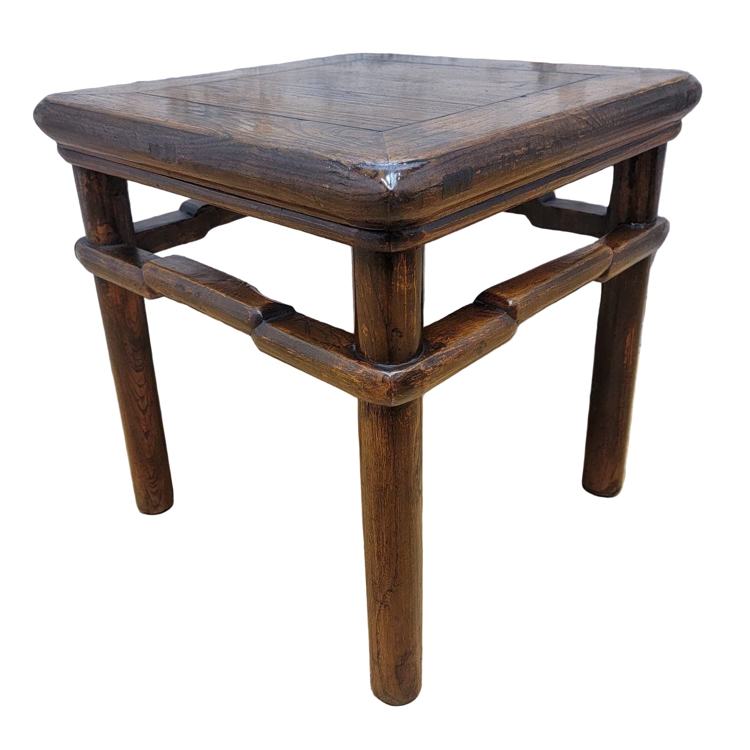 Antique Shanxi Province Geometric Frieze Elm Side Table