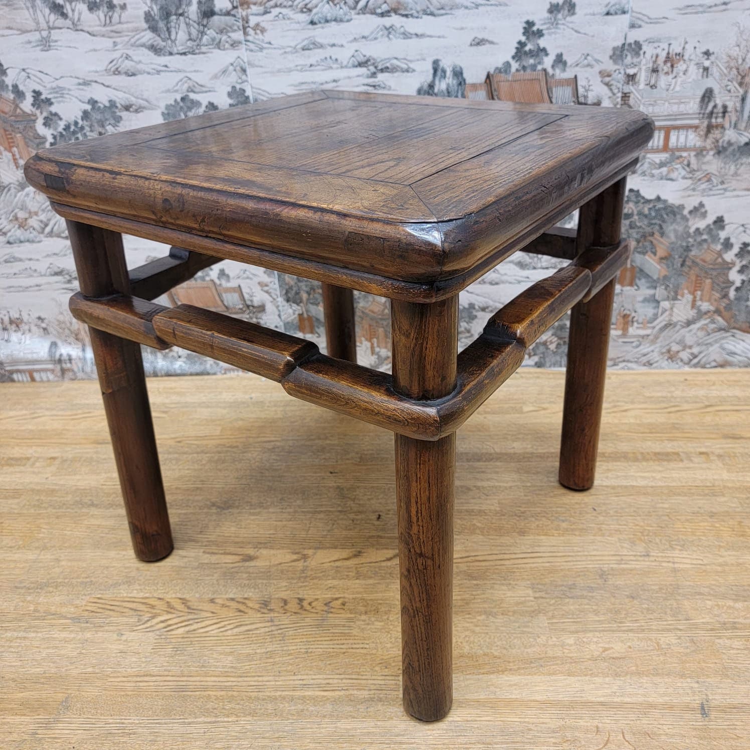 Antique Shanxi Province Geometric Frieze Elm Side Table