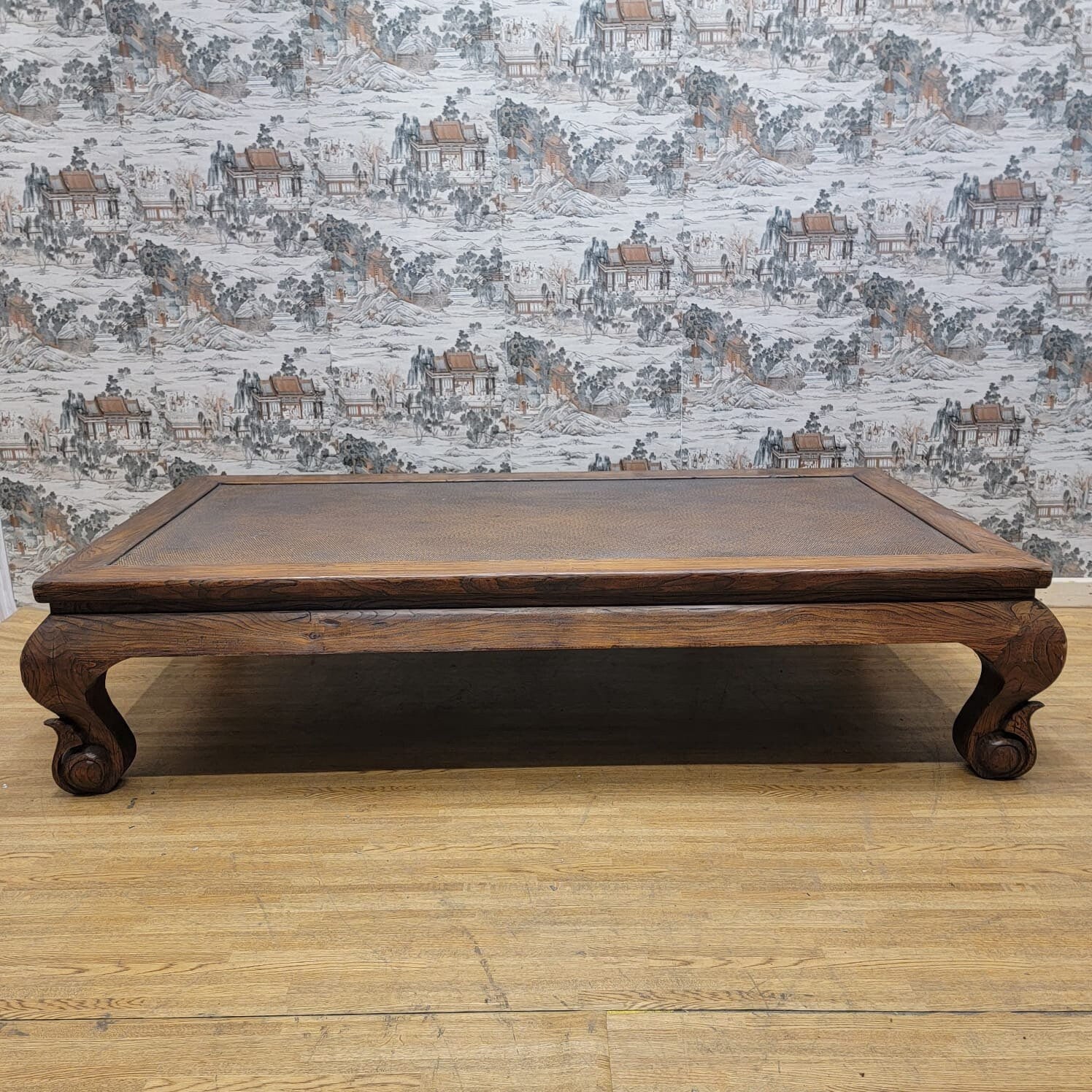 Antique Shanxi Province Elm and Rattan Coffee Table