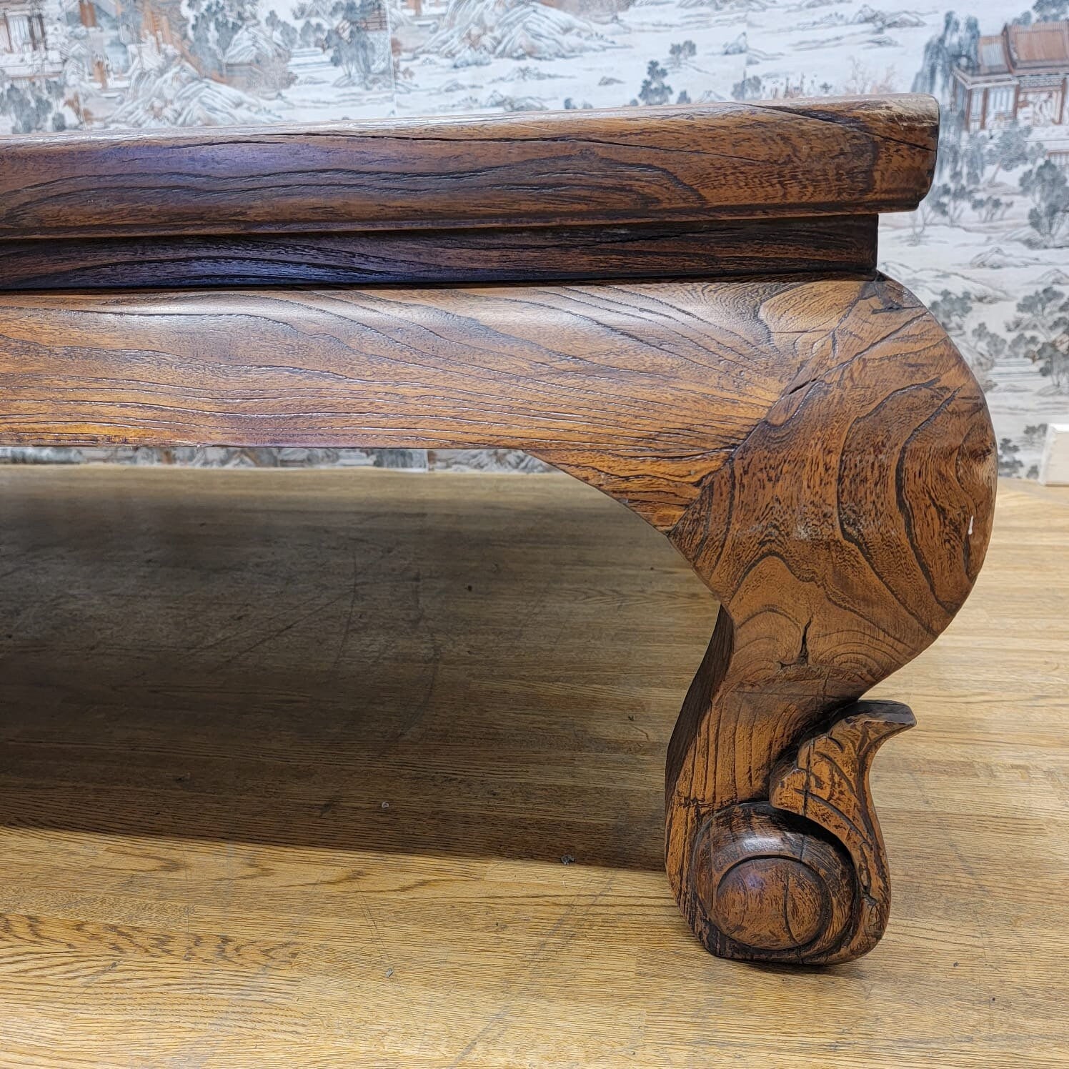 Antique Shanxi Province Elm and Rattan Coffee Table