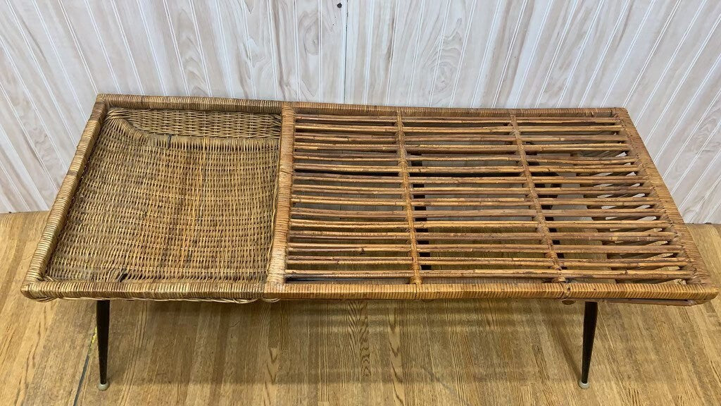 Vintage Modern Wicker Basket Cocktail Coffee Table by Troy Sunshade Co.