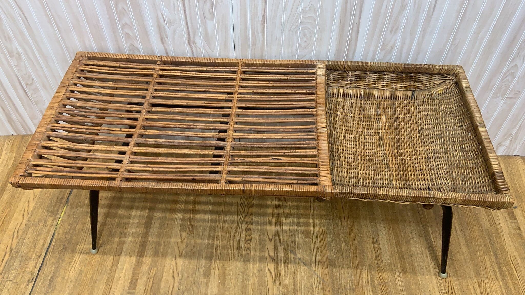 Vintage Modern Wicker Basket Cocktail Coffee Table by Troy Sunshade Co.