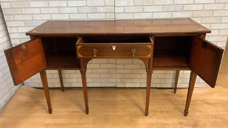 Antique Georgian Mahogany Inlaid Spade Foot Sideboard