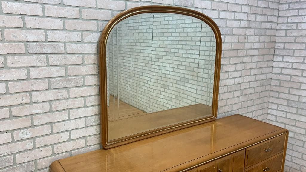 Art Deco American of Martinsville Burlwood Dresser and Mirror