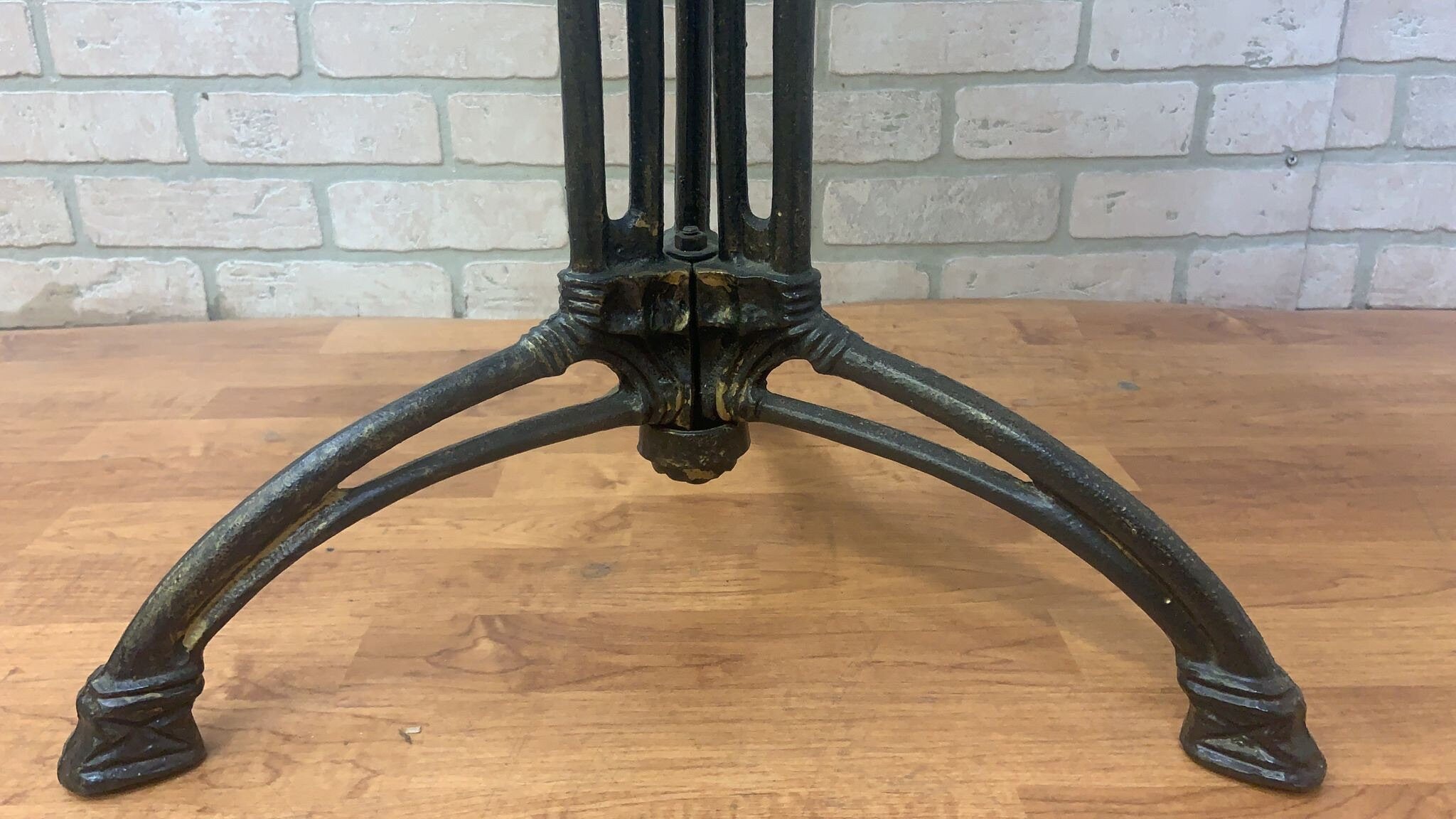 Antique French Stone Top Cast Iron Bistro Table