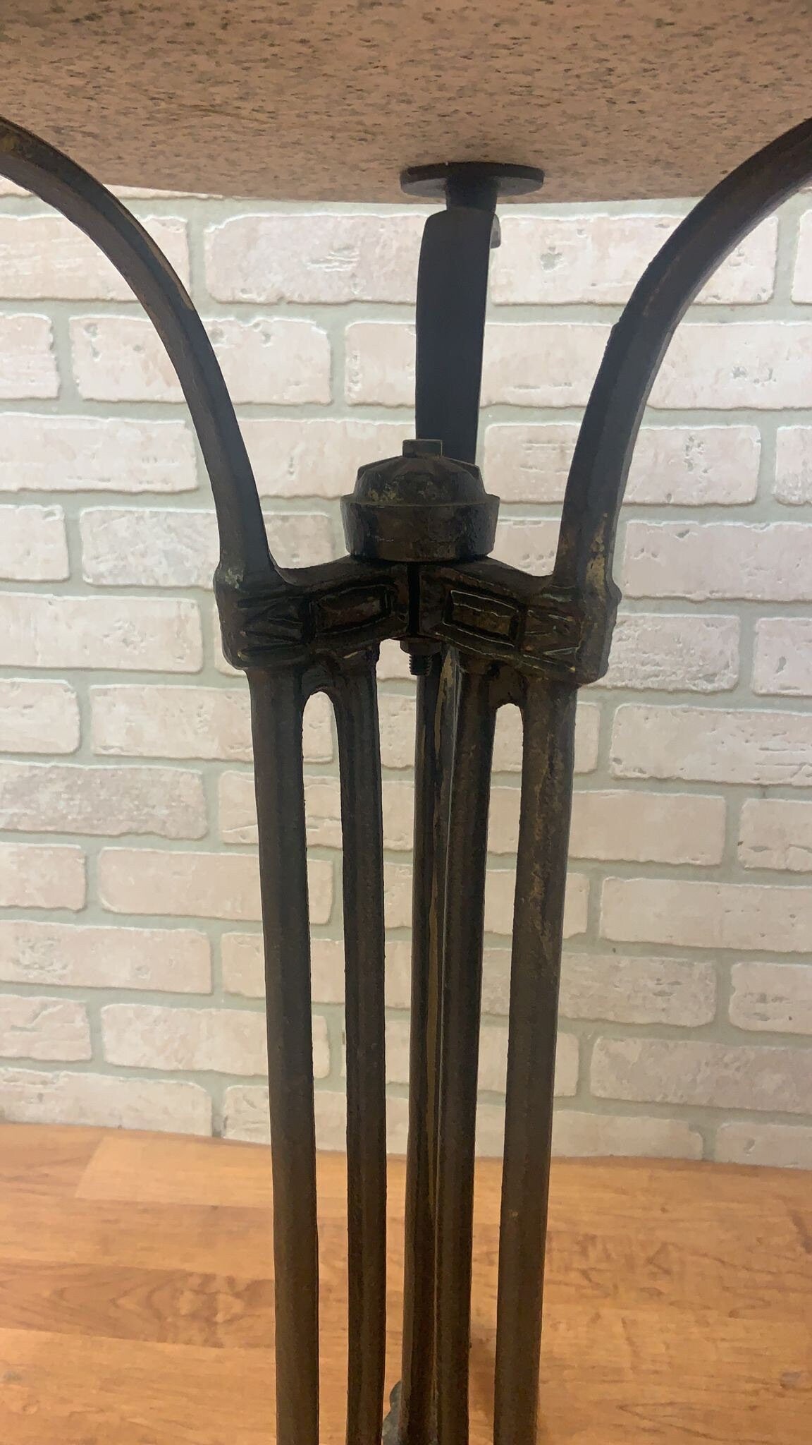 Antique French Stone Top Cast Iron Bistro Table