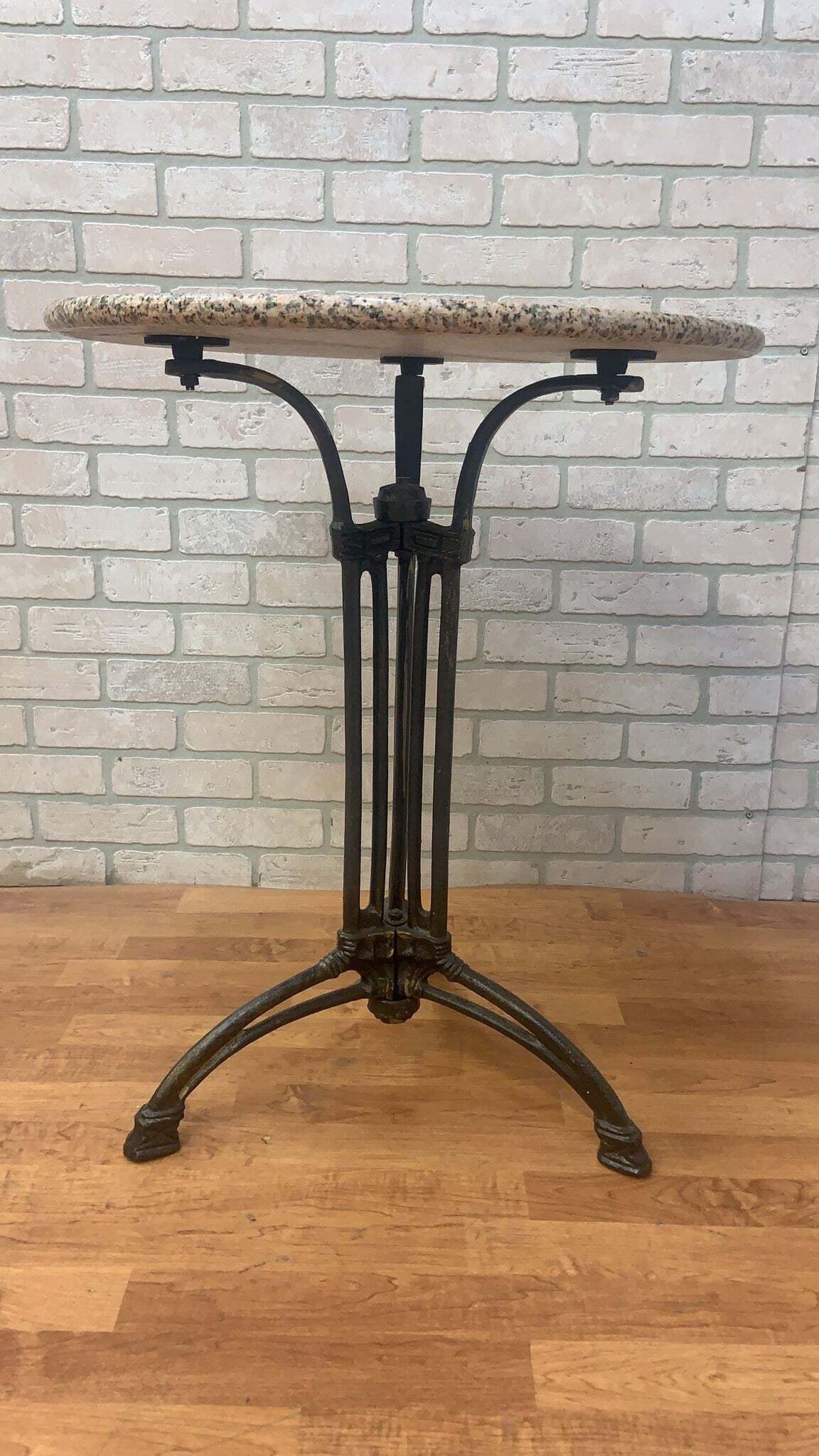 Antique French Stone Top Cast Iron Bistro Table