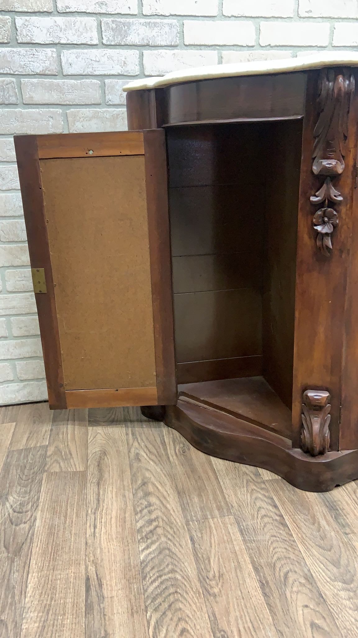 Antique American Empire Rosewood and Marble Top Sideboard Cabinet