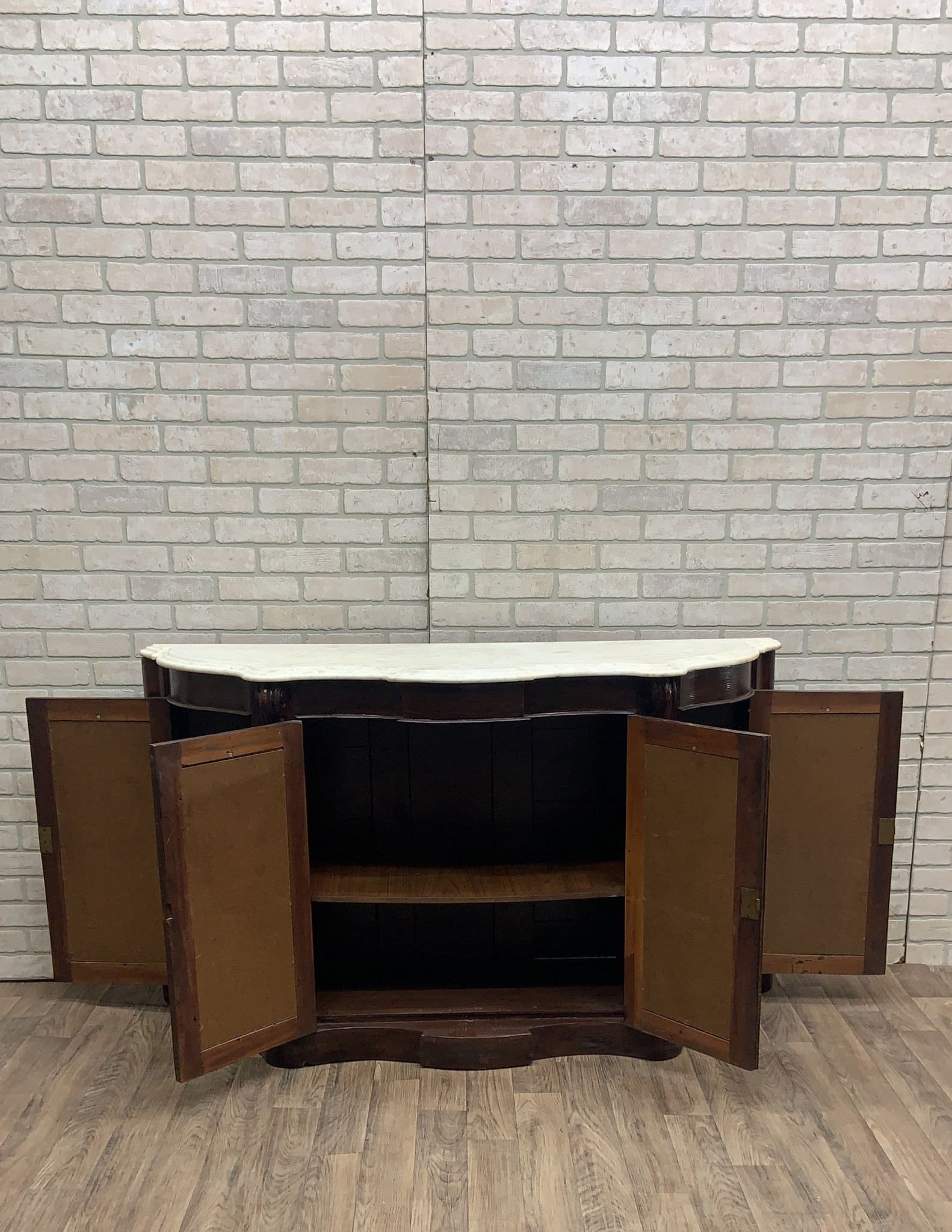 Antique American Empire Rosewood and Marble Top Sideboard Cabinet
