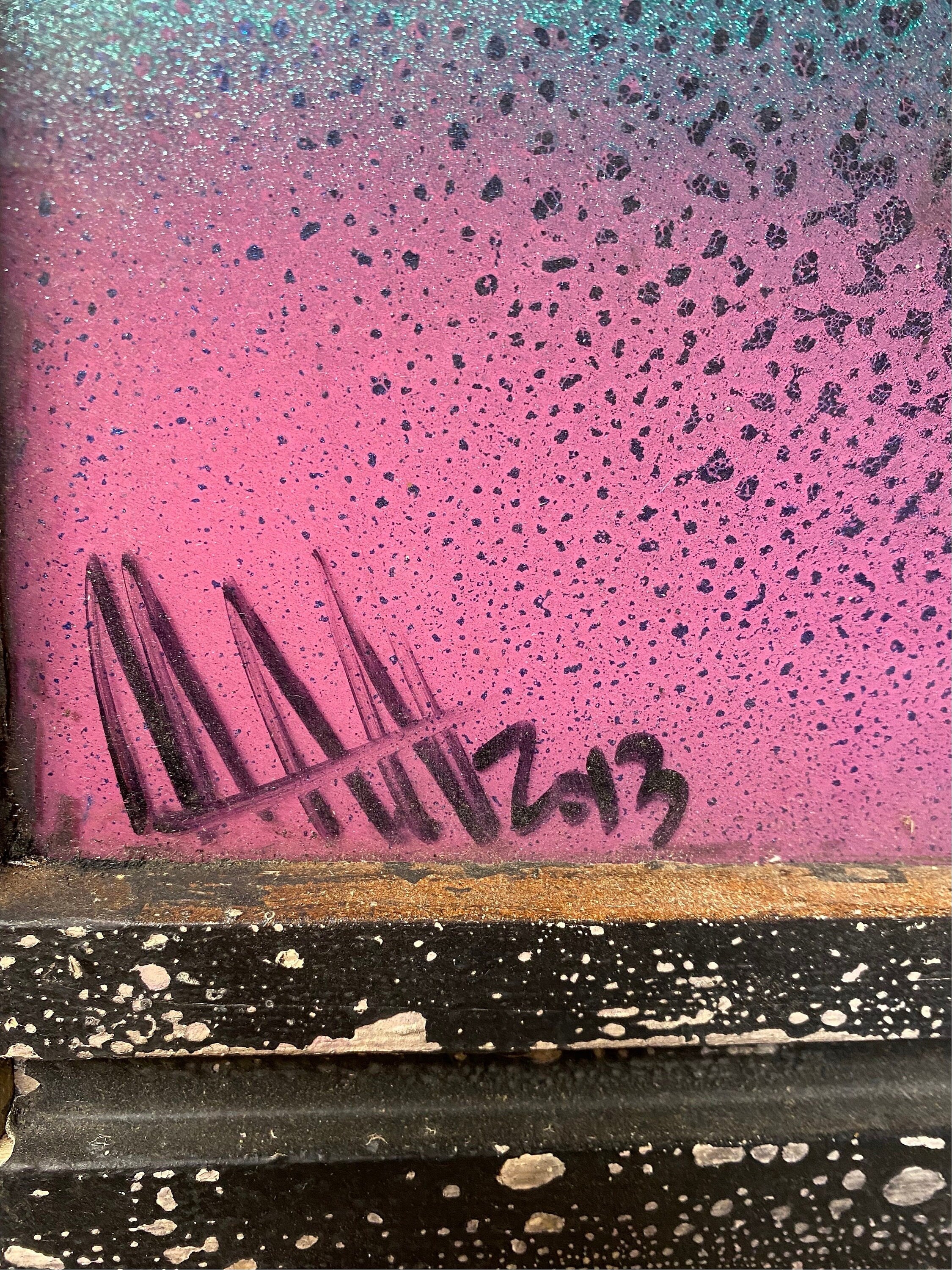 Vintage Abstract Mixed Media Glass Hanging Wall Art Signed by Mark Narens