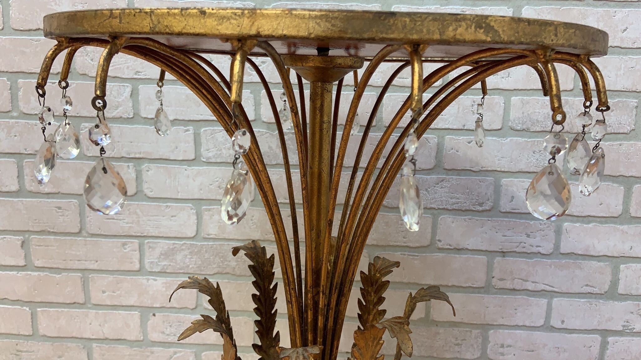 Mid Century Hollywood Regency Italian Gilt Accent Table with Mirrored Top