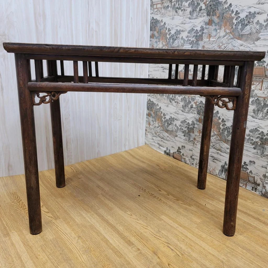 Antique Shanxi Province Elmwood Altar Carved Console Table