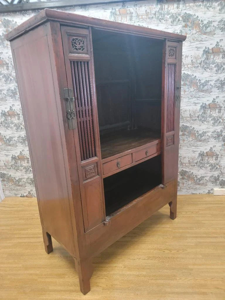 Antique Shanxi Province Red Elm Lacquered Cabinet