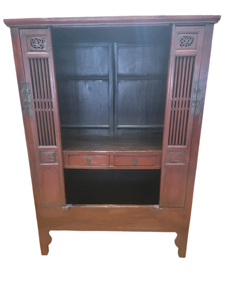 Antique Shanxi Province Red Elm Lacquered Cabinet