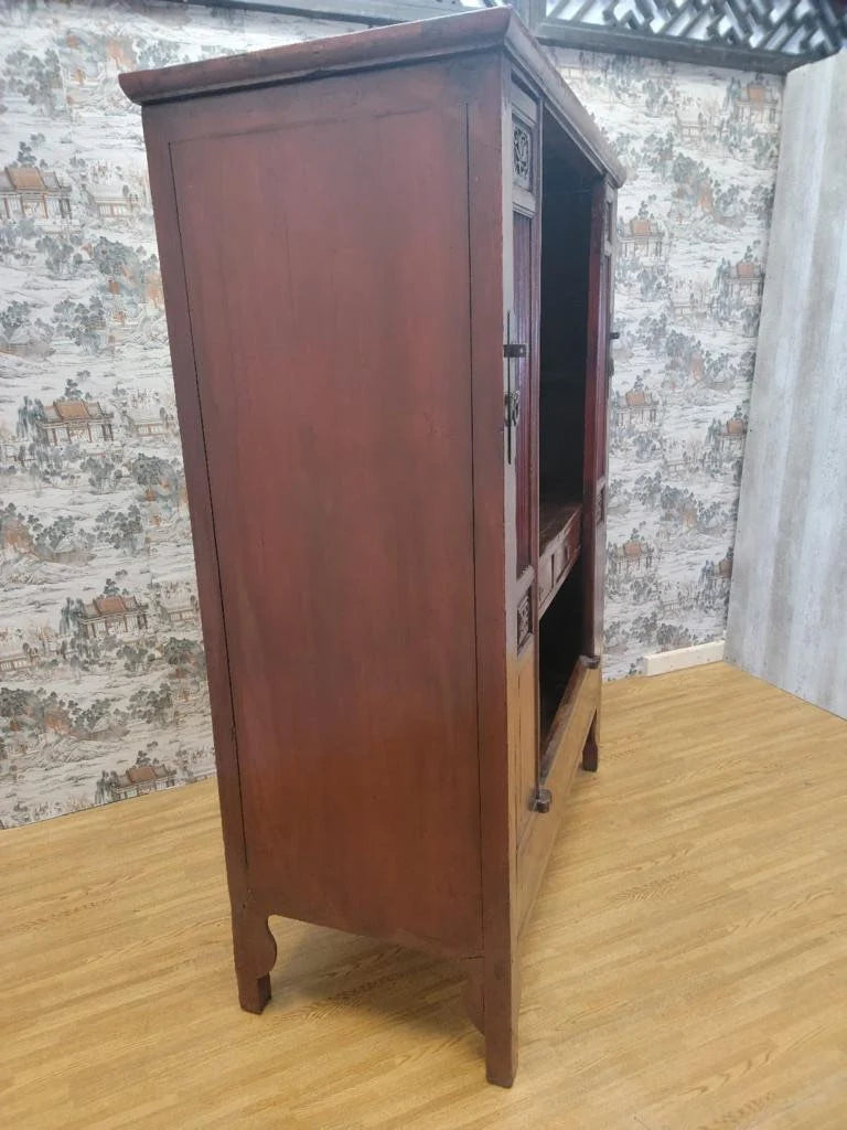 Antique Shanxi Province Red Elm Lacquered Cabinet