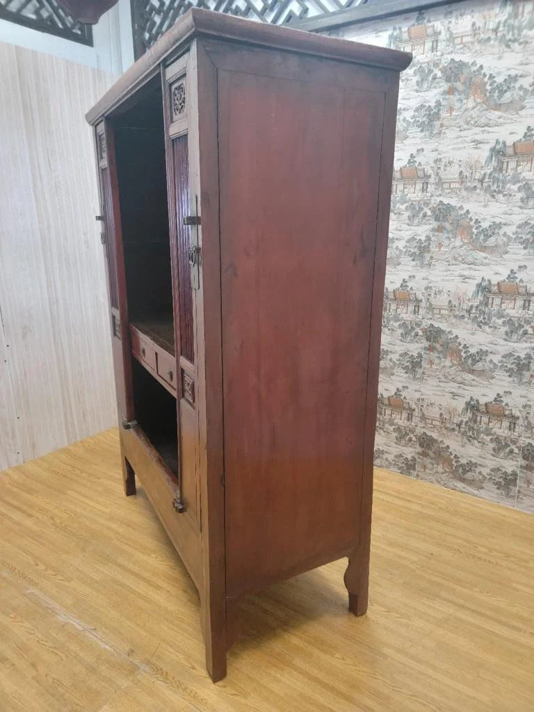 Antique Shanxi Province Red Elm Lacquered Cabinet