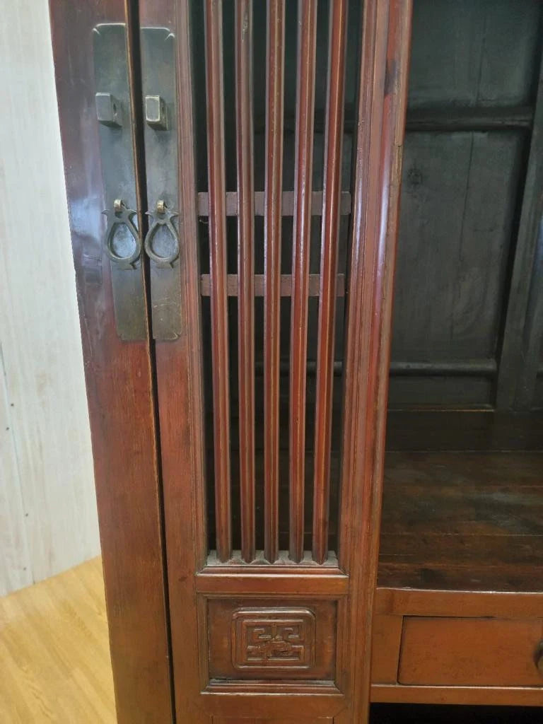 Antique Shanxi Province Red Elm Lacquered Cabinet