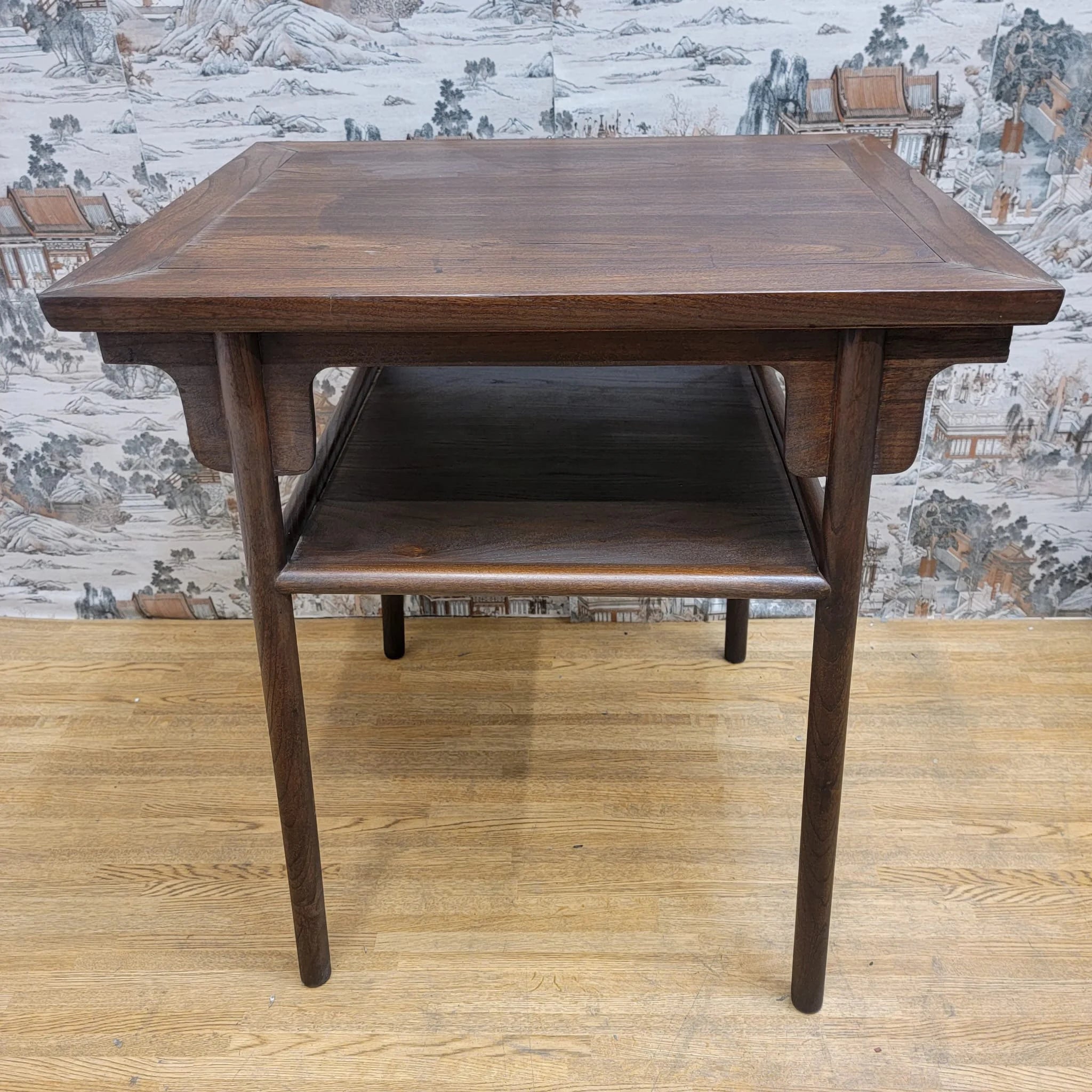 Antique Shanxi Province Elm Tea Table with Display Shelf